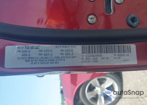 2018 Dodge Challenger Sxt из США, поврежденный, VIN 2C3CDZAG9JH305760